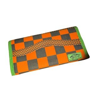 Vans Trifold Wallet Mens Orange Black Green Checkerboard Canvas